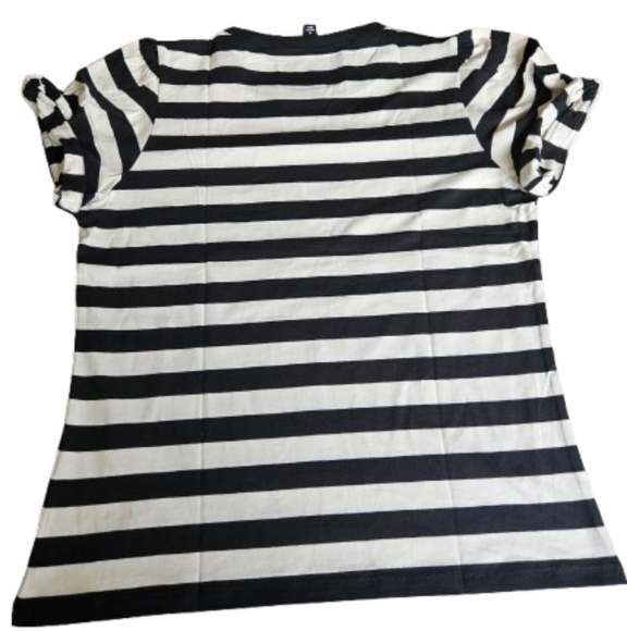 J.Crew Striped Twisted Puff Sleeves Classic Fit Tshirt, Medium, White/ Black - Picture 7 of 11